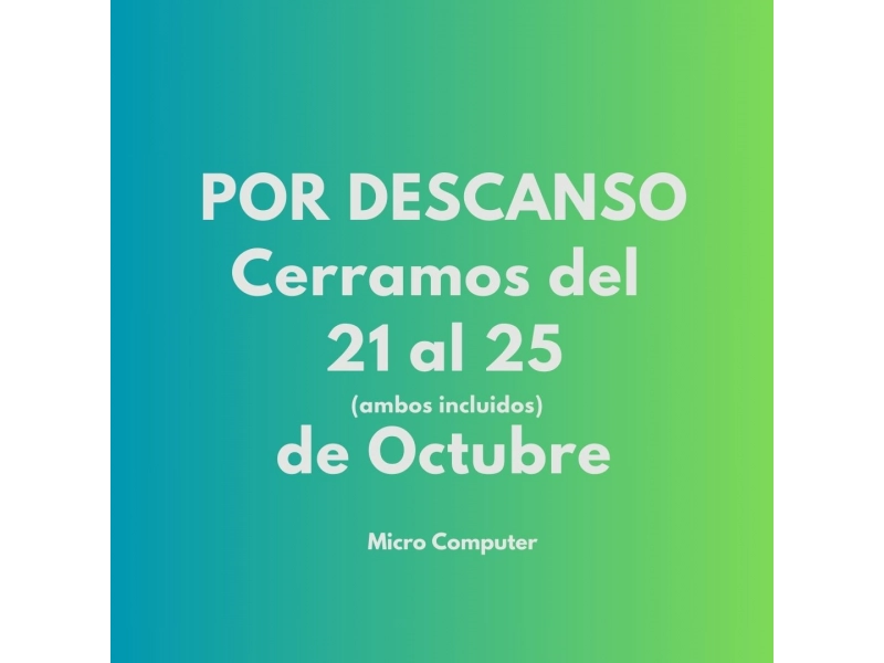 Cerramos del 21 al 25 de Octubre 2024